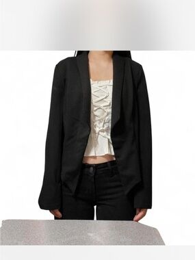 SHEIN Black Open-Front Blazer Jacket